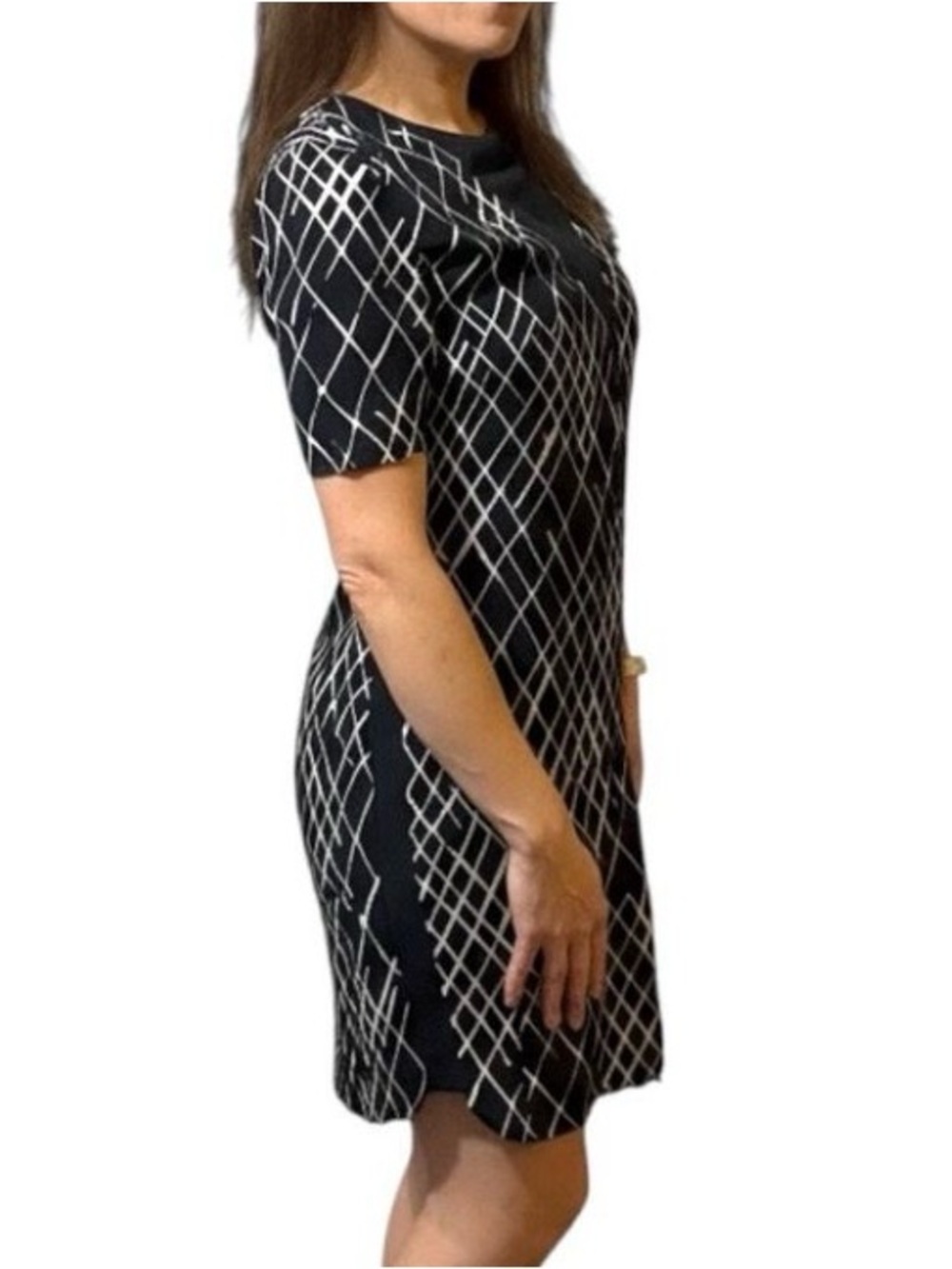 Whistles Navy White Silk Short Sleeve Mini Dress Sz 6 - Classic Transitional
